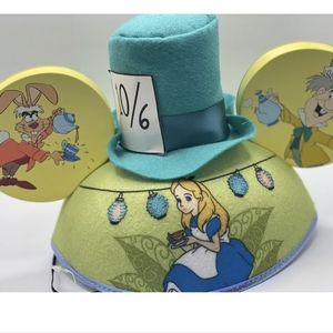 Disney Parks Alice in Wonderland Mad Hatter Tea Party Felt Mickey Ear Hat Cap